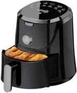 4.2 QT Air Fryer Oven Cooker with Temperature and Time Control Dishwasher Non-stick Basket 6 Cook Presets Stainless Steel Tray (Black-Knob)